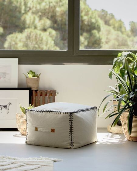 Puf Anahi 100% algodón beige 45 x 30 cm