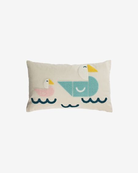 Funda cojín Samudra 100% algodón patos multicolor 30 x 50 cm