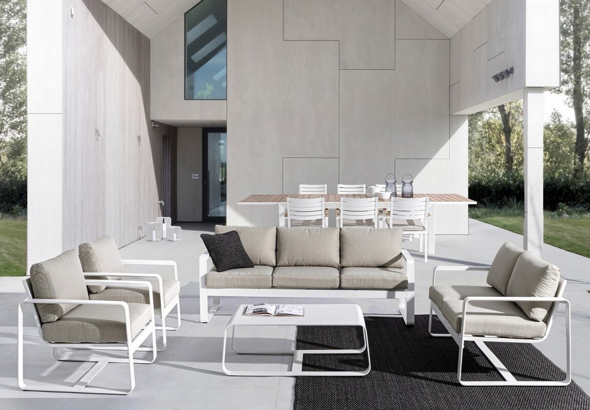 Butaca 100% exterior Amalfi blanco y de aluminio blanco