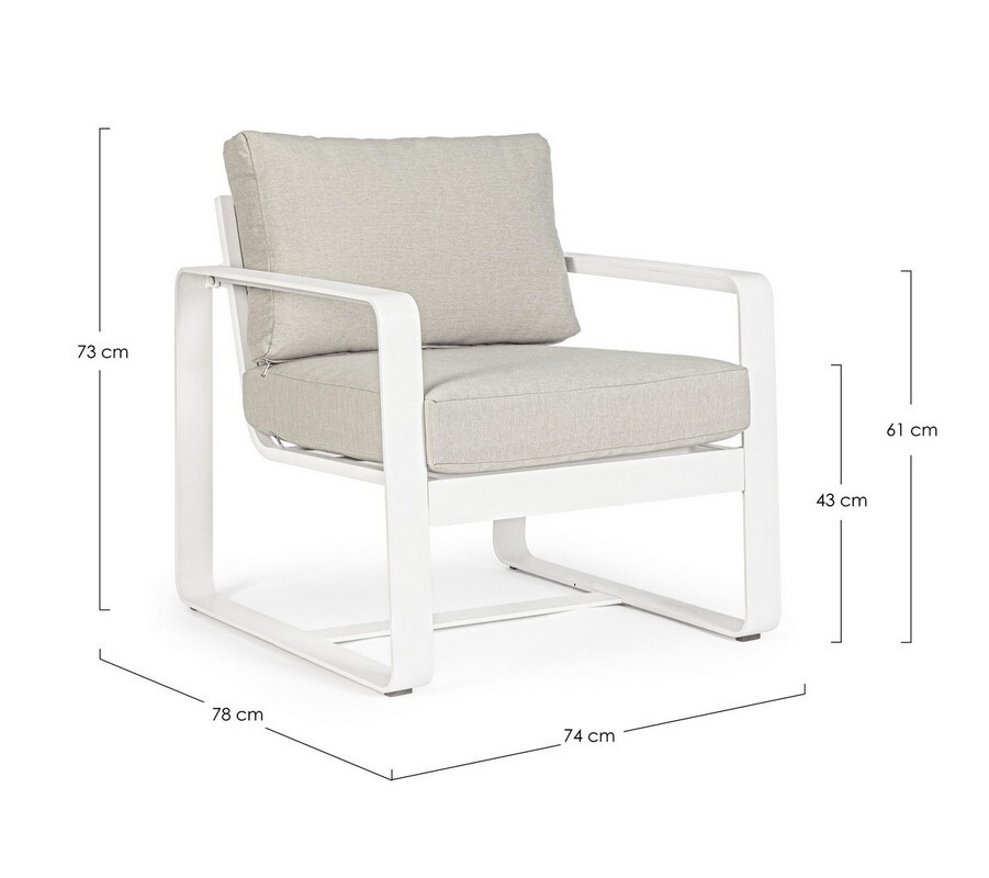 Butaca 100% exterior Amalfi blanco y de aluminio blanco