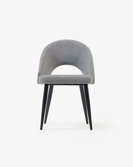 Silla Mael gris claro y patas de acero con acabado negro