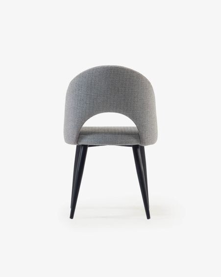 Silla Mael gris claro y patas de acero con acabado negro