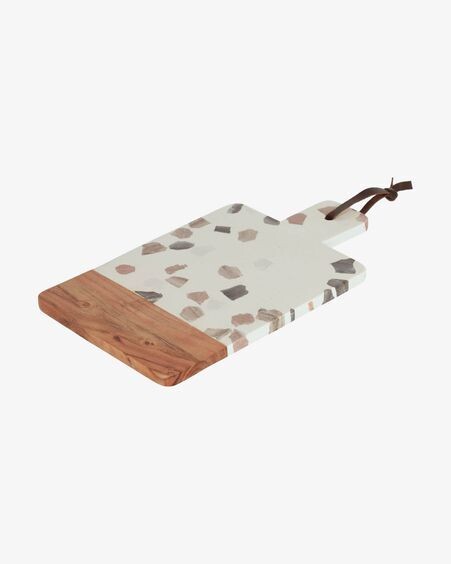 Tabla de servir Temira de madera y terrazzo multicolor