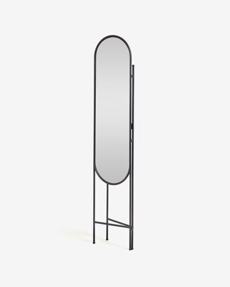 Biombo con espejo Vaniria metal negro 82 x 183 cm