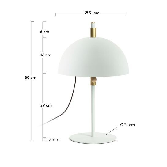 Lámpara de mesa Sisina de metal blanco