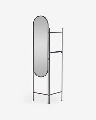 Biombo con espejo Vaniria metal negro 82 x 183 cm