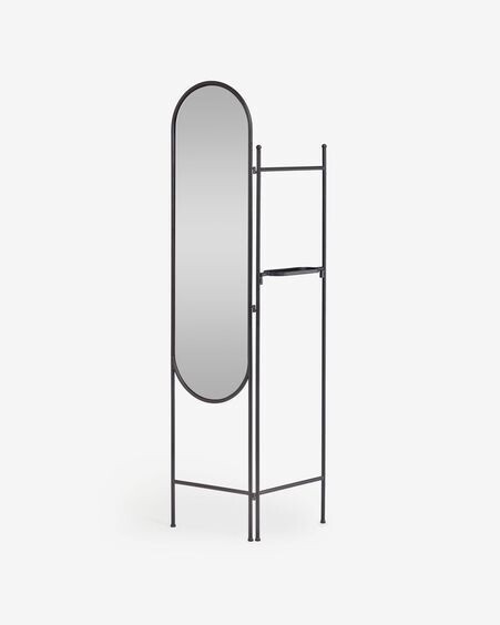 Biombo con espejo Vaniria metal negro 82 x 183 cm