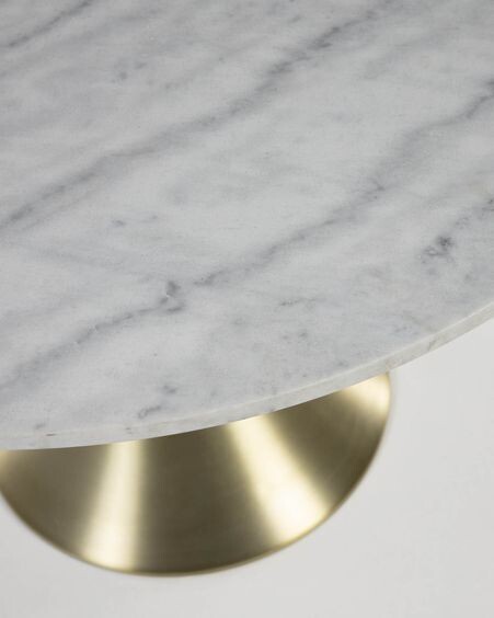Mesa redonda Oria mármol blanco patas acero dorado Ø 120 cm