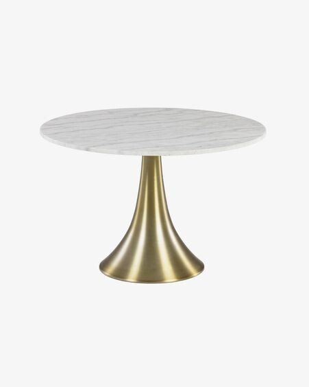 Mesa redonda Oria mármol blanco patas acero dorado Ø 120 cm