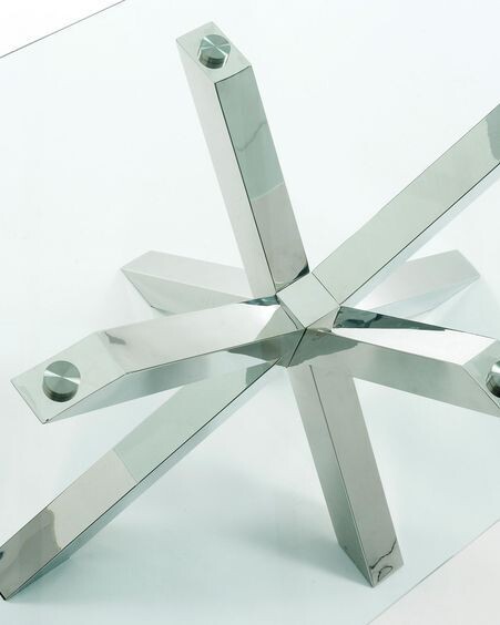 Mesa Argo de cristal y patas de acero inoxidable 160 x 90 cm