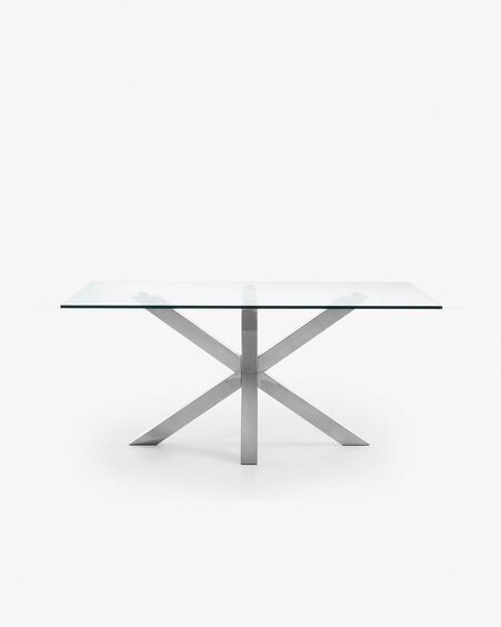 Mesa Argo de cristal y patas de acero inoxidable 160 x 90 cm