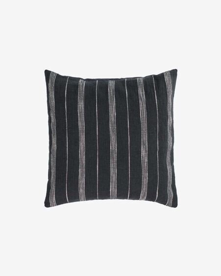 Funda cojín Adalgisa de algodón rayas blanco y negro 45 x 45 cm