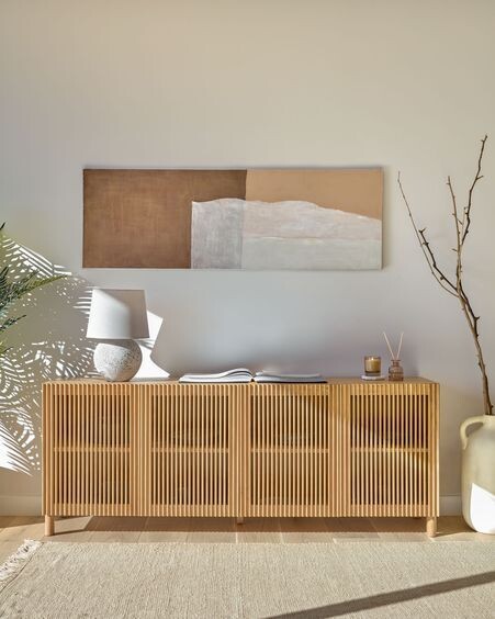 Aparador Beyla de madera maciza y chapa de roble 180 x 71,5 cm FSC 100 %