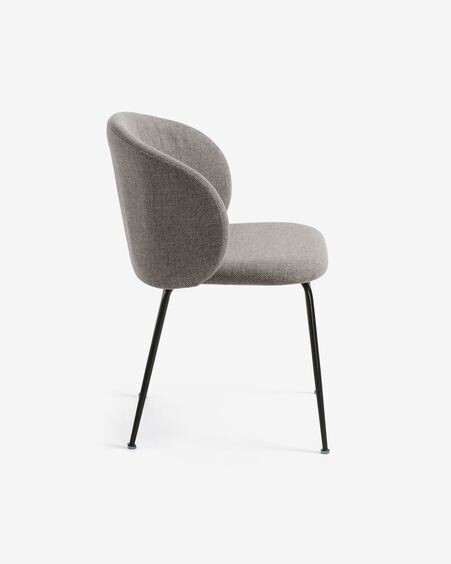 Silla Minna gris claro y patas de acero acabado negro