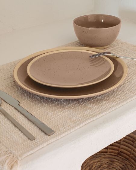 Plato de postre Tilia de cerámica marrón claro