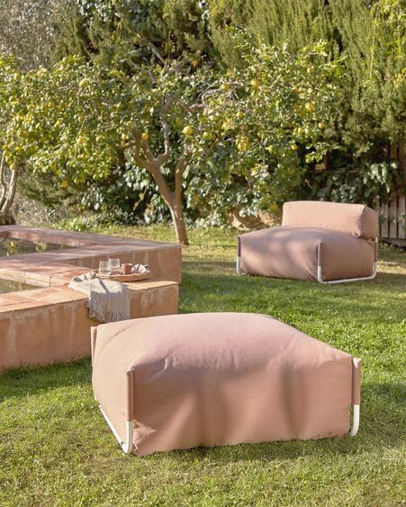 Puf sofá modular 100% para exterior Square terracota y aluminio blanco 101 x 101 cm