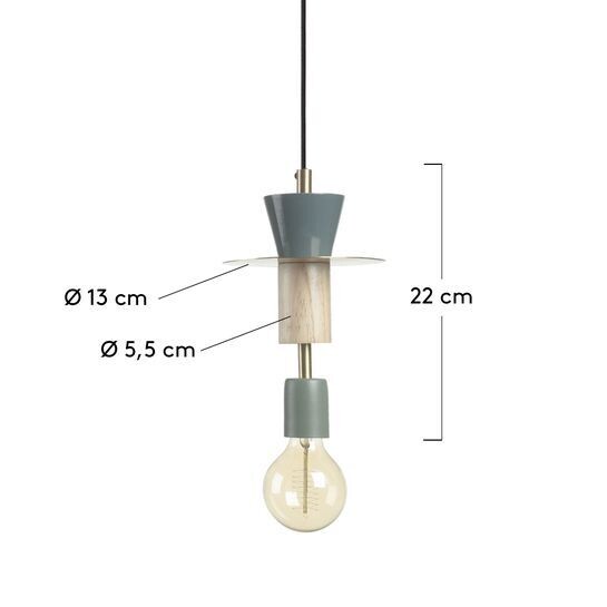 Lámpara de techo Naroa de madera maciza de haya y acero con acabado verde