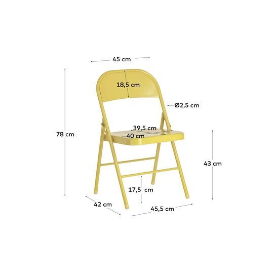 Silla plegable Aidana de metal mostaza