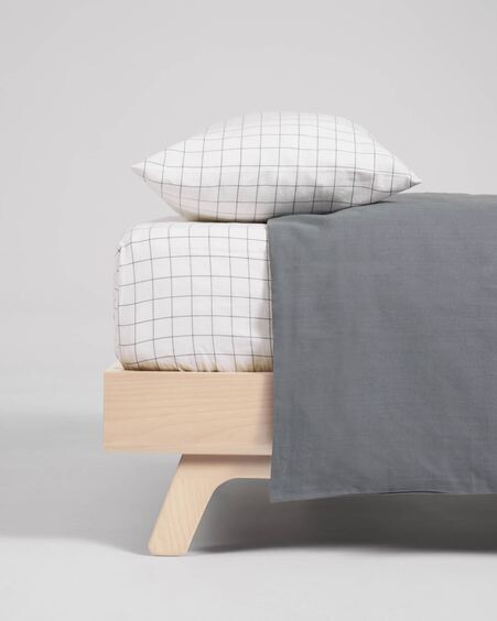 Set Alay funda nórdica, bajera y funda almohada algodón orgánico GOTS cuadros 90 x 190 cm