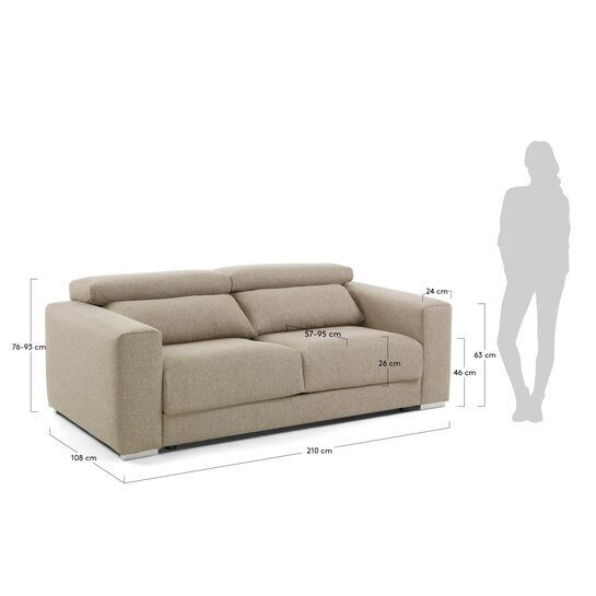 Sofá Atlanta 3 plazas beige 210 cm