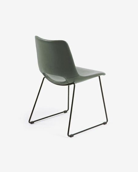 Silla Zahara verde y patas de acero acabado negro