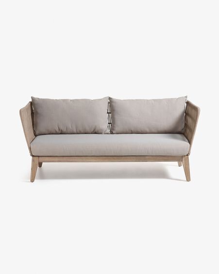 Sofá Belleny 3 plazas cuerda beige y madera maciza de eucalipto 176 cm FSC 100%