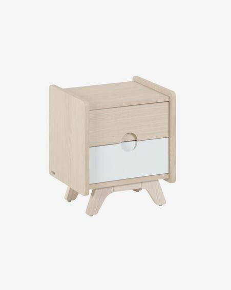 Mesita de noche Nunila chapa fresno y patas de madera maciza de fresno 40 x 47 cm FSC 100%
