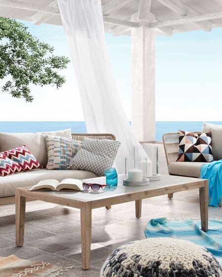 Sofá Belleny 3 plazas cuerda beige y madera maciza de eucalipto 176 cm FSC 100%