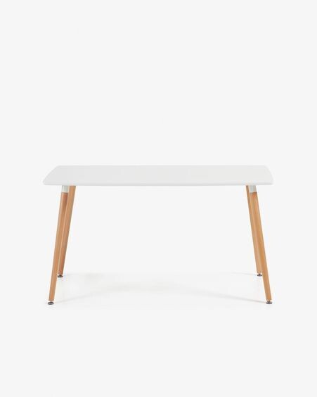 Mesa Wad 140 x 80 cm cm lacado blanco patas de madera maciza de haya
