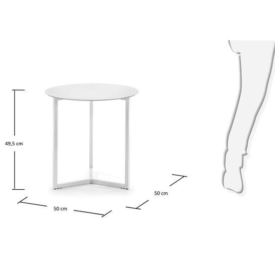 Mesa auxiliar Raeam cristal templado y acero acabado blanco Ø 50 cm