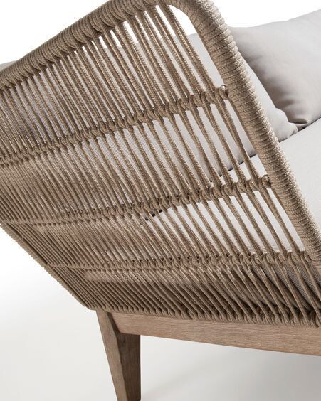 Sofá Belleny 3 plazas cuerda beige y madera maciza de eucalipto 176 cm FSC 100%