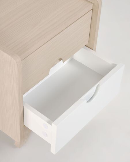 Mesita de noche Nunila chapa fresno y patas de madera maciza de fresno 40 x 47 cm FSC 100%