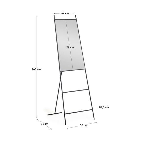 Espejo de pie Norland metal negro 55 x 166 cm