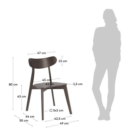 Silla Safina de chapa de fresno y madera maciza de caucho