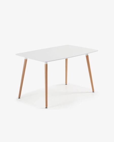 Mesa Wad 140 x 80 cm cm lacado blanco patas de madera maciza de haya