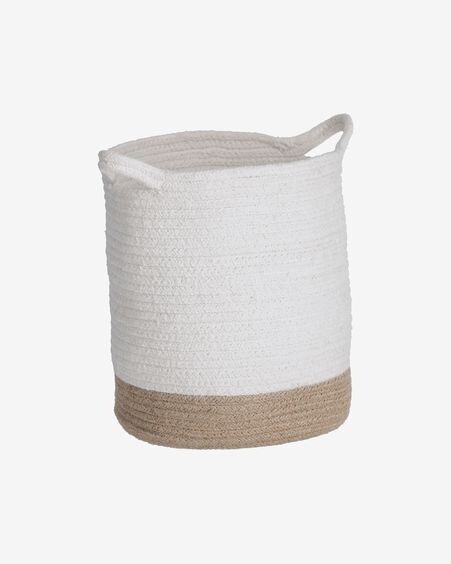 Cesta grande Telma de algodón y yute blanco