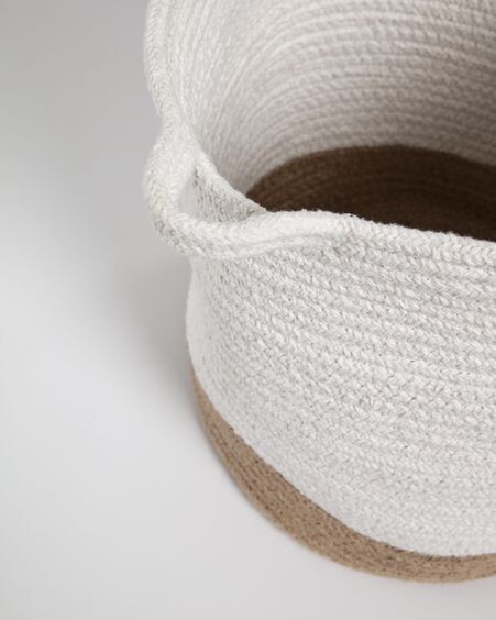 Cesta grande Telma de algodón y yute blanco