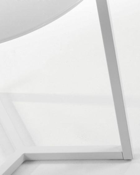 Mesa auxiliar Raeam cristal templado y acero acabado blanco Ø 50 cm