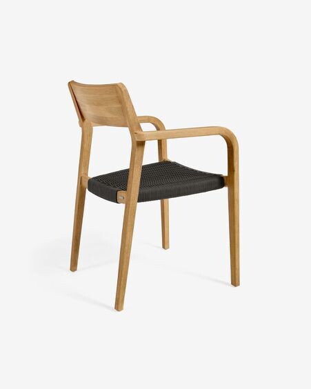 Silla Better de madera maciza de acacia y cuerda negro