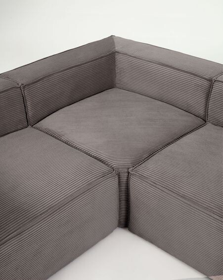 Sofá rinconero Blok 5 plazas pana gruesa gris 320 x 290 cm