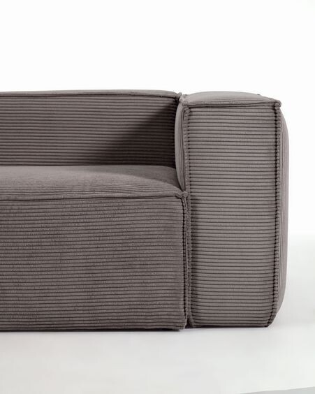 Sofá rinconero Blok 5 plazas pana gruesa gris 320 x 290 cm
