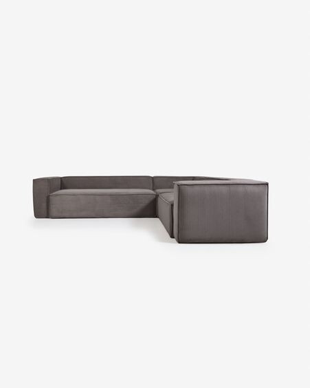Sofá rinconero Blok 5 plazas pana gruesa gris 320 x 290 cm
