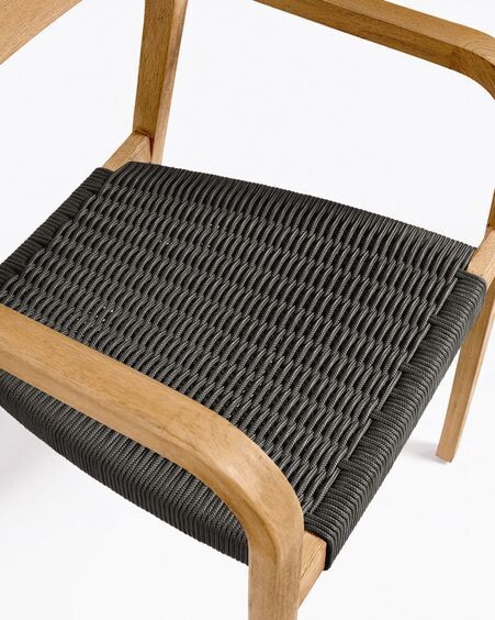 Silla Better de madera maciza de acacia y cuerda negro
