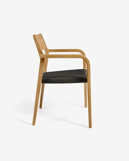Silla Better de madera maciza de acacia y cuerda negro