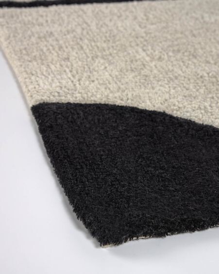 Alfombra de baño Maica 100% algodón beige semicírculo negro 40 x 60 cm
