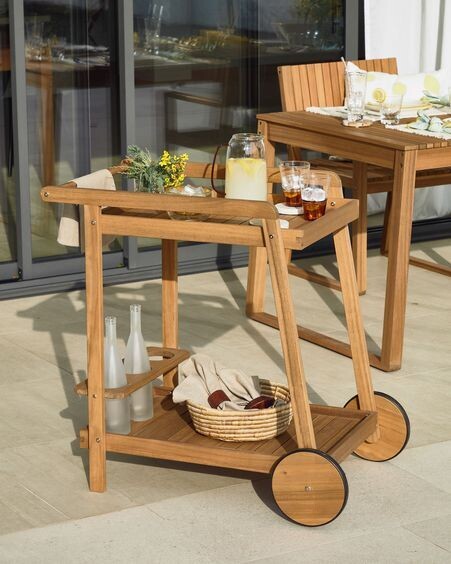 Mesa camarera de exterior Felisa madera maciza acacia 55 x 73 cm FSC 100%