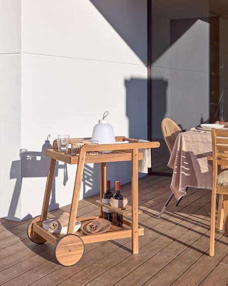 Mesa camarera de exterior Felisa madera maciza acacia 55 x 73 cm FSC 100%