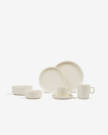 Taza de café Roperta de porcelana beige