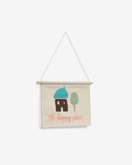 Tapiz mural Leshy 100% algodón oh happy place multicolor 35 x 25 cm