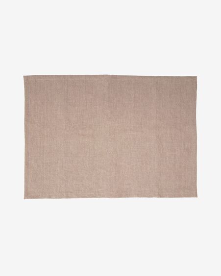 Set Abinadi de 2 individuales de algodón y lino beige 35 x 50 cm